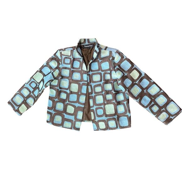 Painted Pony Jackets & Blazers - Vintage Painted Pony Mid Century Retro 60s 70s Mod Blazer Blue Green Brown Large